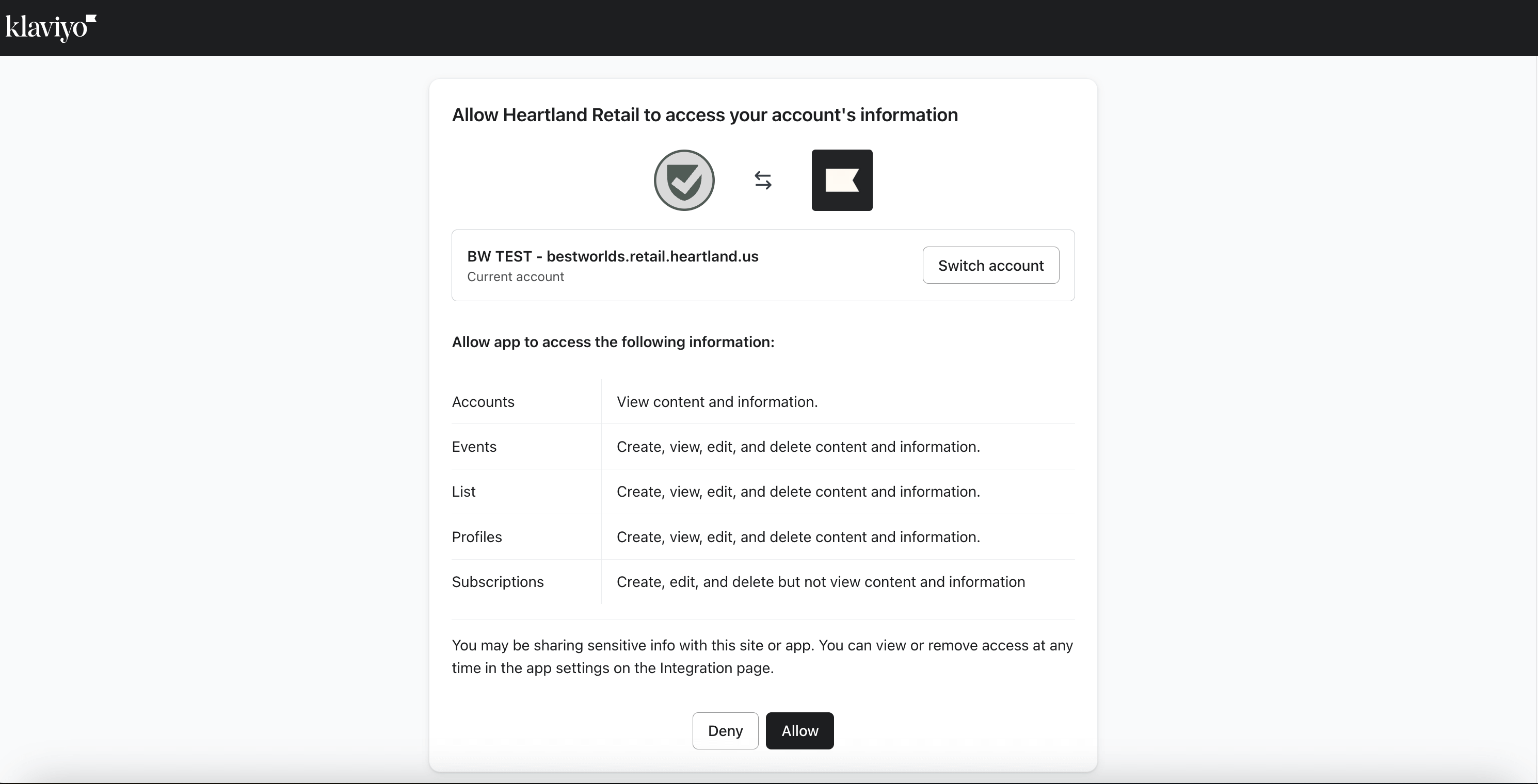 Authorize Klaviyo